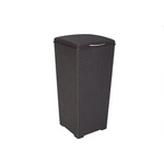 Keter Pacific 33 Gallon Resin Rattan Large Outdoor Trash Can with Lid