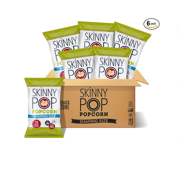 6 bolsas de palomitas de maíz originales SkinnyPop, sin gluten (bolsas tamaño fiesta de 6.7 oz)