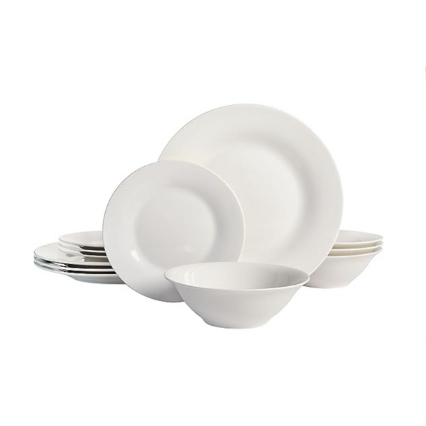 Gibson Home Zen Buffet Juego de platos y cuencos redondos de porcelana, 12 piezas