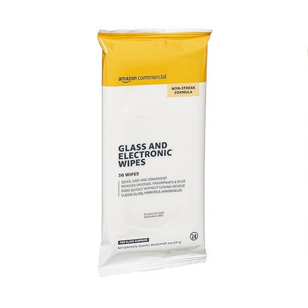 4 Pack of 30 AmazonCommercial Glass & Electronic Cleaning Wipes, 120 count