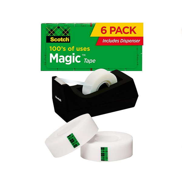 Scotch Magic Tape, 6 rollos de cinta con dispensador
