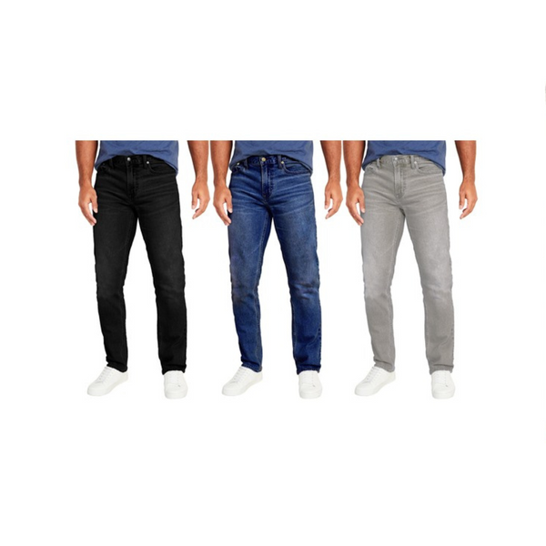3-Pack Men's Stone Washed Stretch Denim Jeans