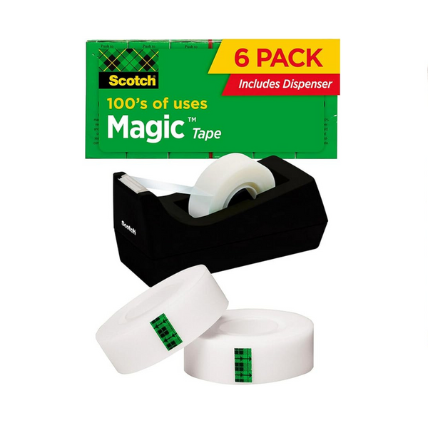 6 rollos de cinta mágica escocesa con dispensadores