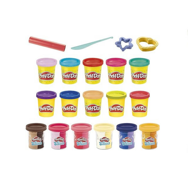 Play-Doh Sparkle and Scents Variety Pack of 16 Cans & 4 Tools