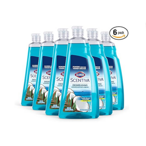 Pack of 6 Clorox Scentiva Dishwashing Liquid Soap, Pacific Breeze & Coconut