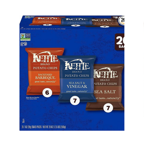 Paquete variado de 20 papas fritas marca Kettle