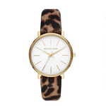 Michael Kors Women’s Pyper Gold-Tone Stainless Steel and Cheetah Print Leather Band Watch