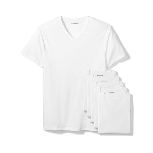 Amazon Essentials Camiseta interior con cuello en V para hombre (paquete de 6)