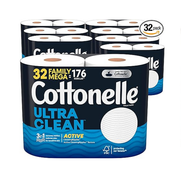Cottonelle Ultra Clean Toilet Paper with Active CleaningR ipples Texture