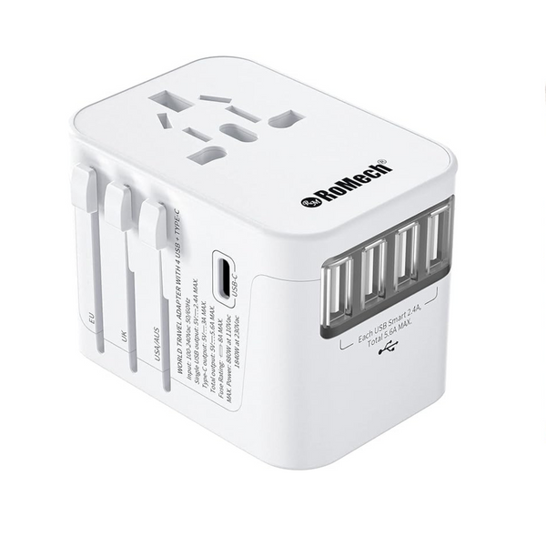 ROMECH Universal International Travel Plug Adapter, For Travel To USA Europe EU UK AUS