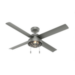 Hunter Fan Company 52″ Spring Mill Matte Silver Indoor/Outdoor Ceiling Fan With LED Light Kit