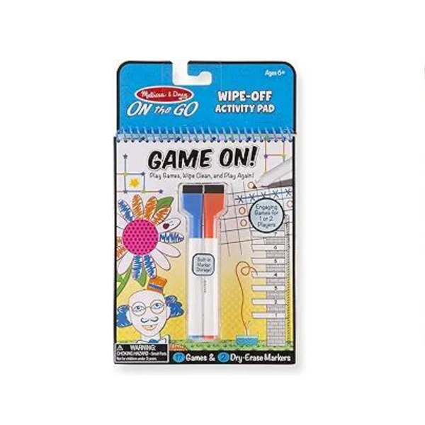 Melissa y Doug ¡En marcha! ¡Empieza el juego! Almohadilla de actividades de limpieza de juegos reutilizables