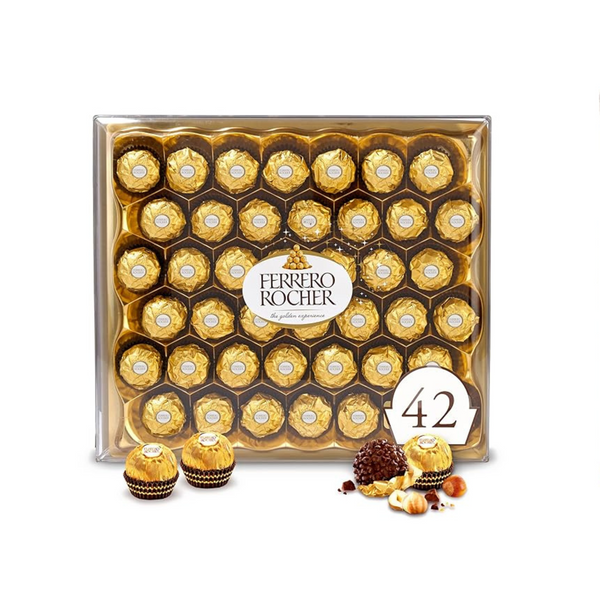 Ferrero Rocher 42-Pc Premium Gourmet Milk Chocolate Hazelnut