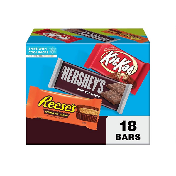 18 Full Sized Bars of Reese’s, Hershey’s and Kit Kat