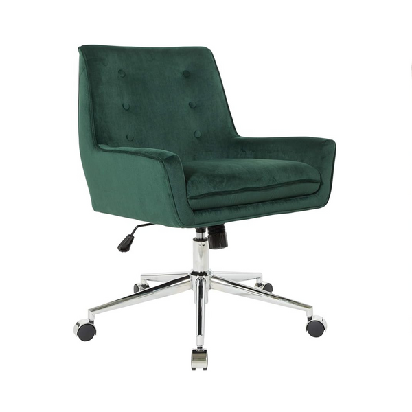 Silla de oficina mid-century de terciopelo verde esmeralda o azul