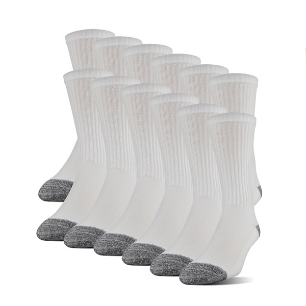 12 Pairs of Gildan Men’s Polyester Half Cushion Crew Socks