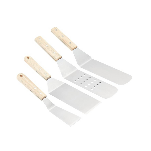 Amazon Basics Juego de espátulas para plancha plana para barbacoa de acero inoxidable de 4 piezas