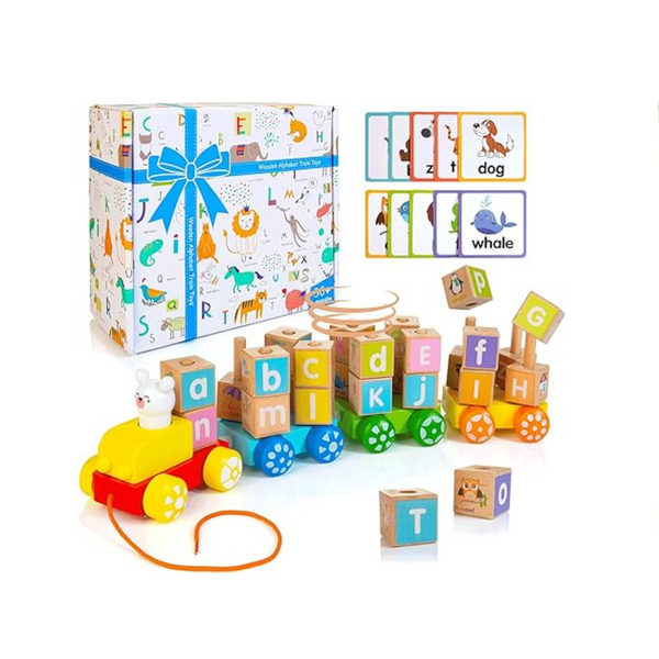 Wooden Alphabet Stacking Train Set