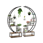 Elevens Soporte para plantas de metal de 6 niveles con lazo para colgar Soportes para plantas en forma de media luna