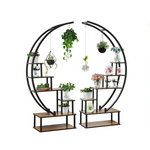Elevens 6 Tier Metal Plant Stand With Hanging Loop Half Moon Shape Plant Stands