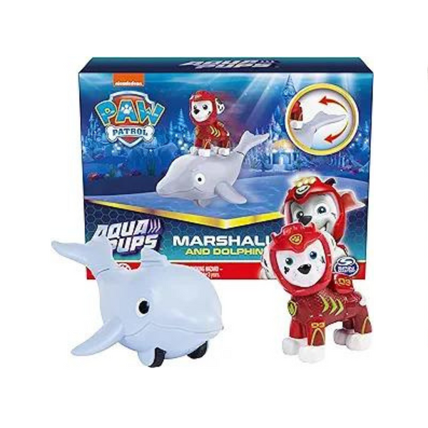 Paw Patrol, Aqua Pups Marshall and Dolphin Action Figures Set