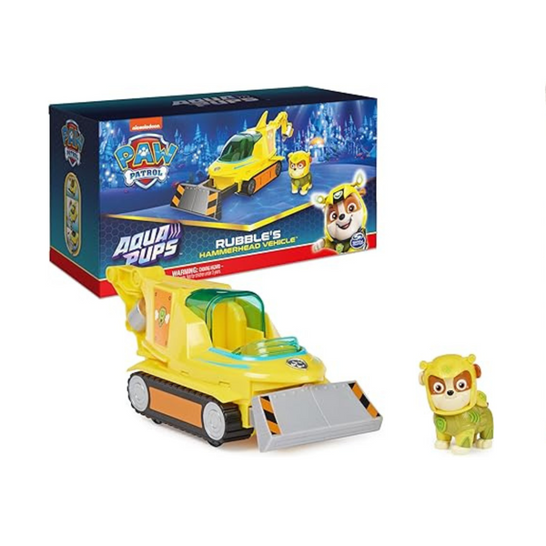 Paw Patrol Aqua Pups Rubble Vehículo transformador de tiburón martillo