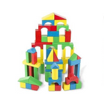 Melissa & Doug Wooden Building Set (100 Blocks in 4 Colors and 9 Shapes)