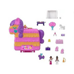 Polly Pocket Compact Playset, Fiesta de piñata con 2 micromuñecas y accesorios