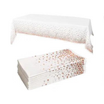 Prestee Pack of 12 Rose Gold Dot Disposable Tablecloths