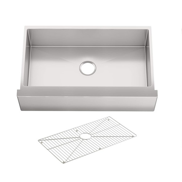 KOHLER Strive Fregadero de cocina grande de un solo seno con acabado automático, bajo encimera, con delantal alto