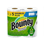 Toallas de papel Bounty, 2 rollos Double Plus = 5 rollos regulares
