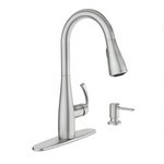 Juego de grifos de cocina abatibles de acero inoxidable Moen Essie Spot Resist