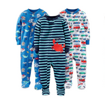 Paquete de 3 pijamas de algodón con pies ajustados para niños pequeños y bebés de Simple Joys by Carter's