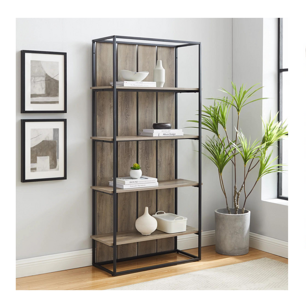 Woven Paths 64-Inch Farmhouse 4-Shelf Bookcase