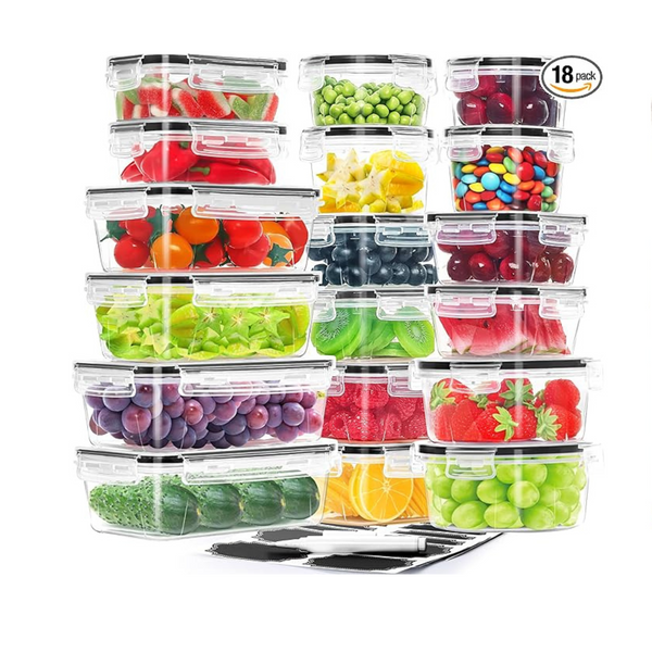 Juego de recipientes herméticos para almacenamiento de alimentos de 36 piezas