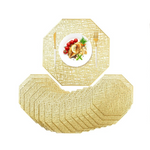 48 manteles individuales dorados Mumufy, manteles individuales tejidos octogonales, 15 pulgadas