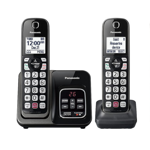 Teléfono inalámbrico Panasonic con contestador automático y 2 auriculares