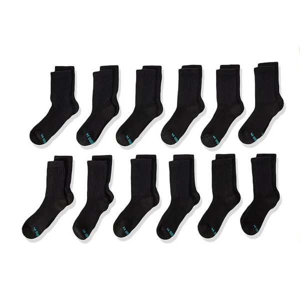 12 pares de calcetines deportivos acolchados dobles resistentes Hanes para niños