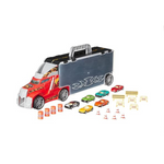 Amazon Basics Toy Car Carrier Truck, 6 Diecast Vehicles, And 16 Accessories