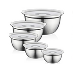 FineDine Set of 5 Stainless Steel Deep Nesting Mixing Bowls with Lids