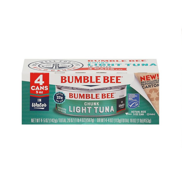 4 Cans of Bumble Bee Chunk Light Tuna In Water