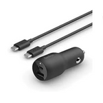 Cargador rápido para automóvil Belkin de 37 W con puerto dual y cable USB-C de 3,3 ′ incluido
