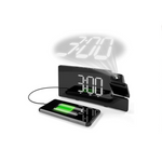 Reloj despertador de proyección con carga de teléfono USB, radio FM y batería de respaldo
