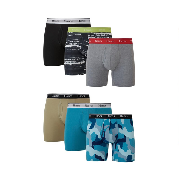 Hanes Originals Calzoncillos tipo bóxer para hombre, ropa interior de algodón elástico que absorbe la humedad (paquete de 6)