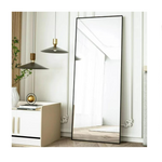 Espejo de piso rectangular o arqueado de longitud completa de 64 ″ x 21 ″ en negro u dorado