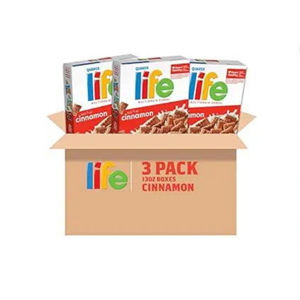 Cereal de desayuno Life, canela, 13 onzas (paquete de 3)
