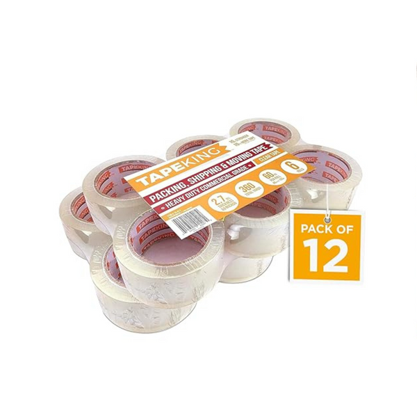 12 rollos de cinta de embalaje transparente Tape King - 60 yardas por rollo