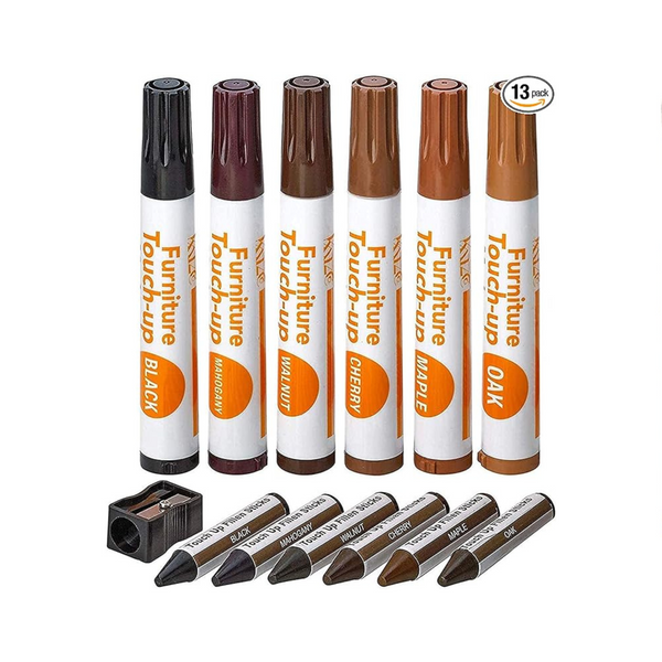 Katzco Kit de reparación de barras de cera y marcadores para muebles de madera de 13 piezas