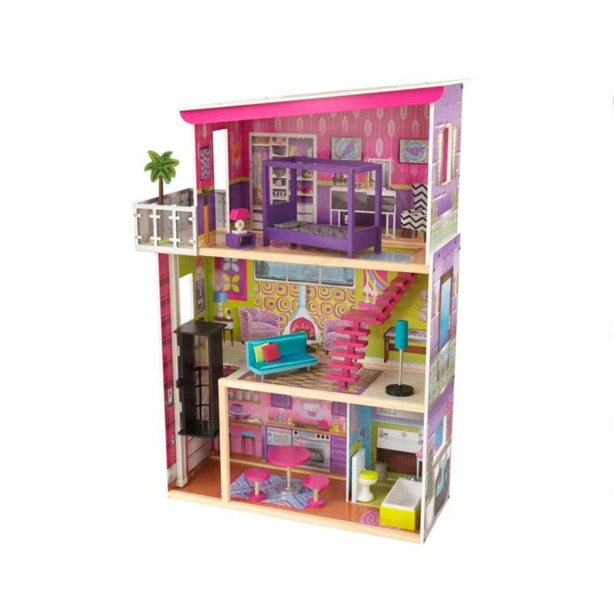 KidKraft Super Model Wooden Dollhouse with Elevator and 11 Accessories