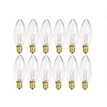 Paquete de 12 bombillas de repuesto para candelabro con punta de torpedo transparente (7 W – 120 V – E12)